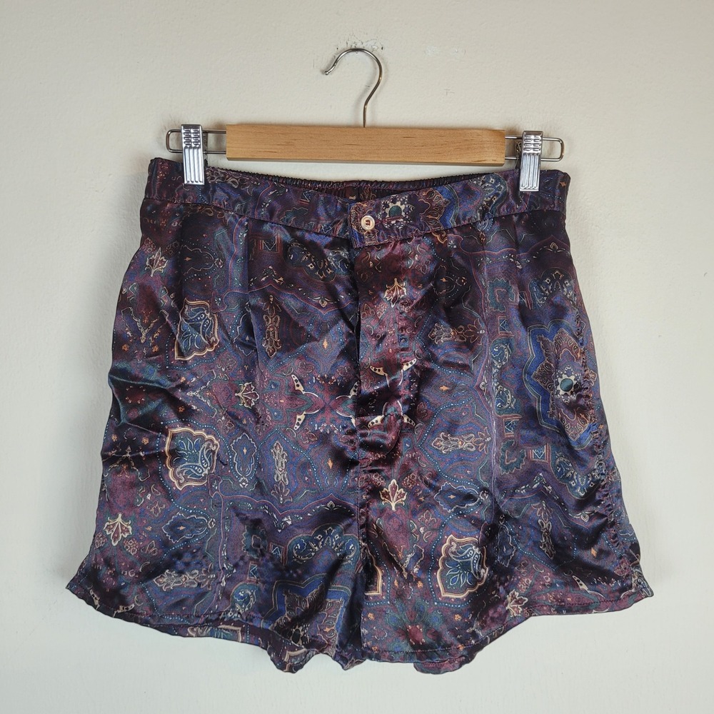 VTG Christian Dior Boxer Shorts Med Multicolor Paisley Satin Monsieur Underwear